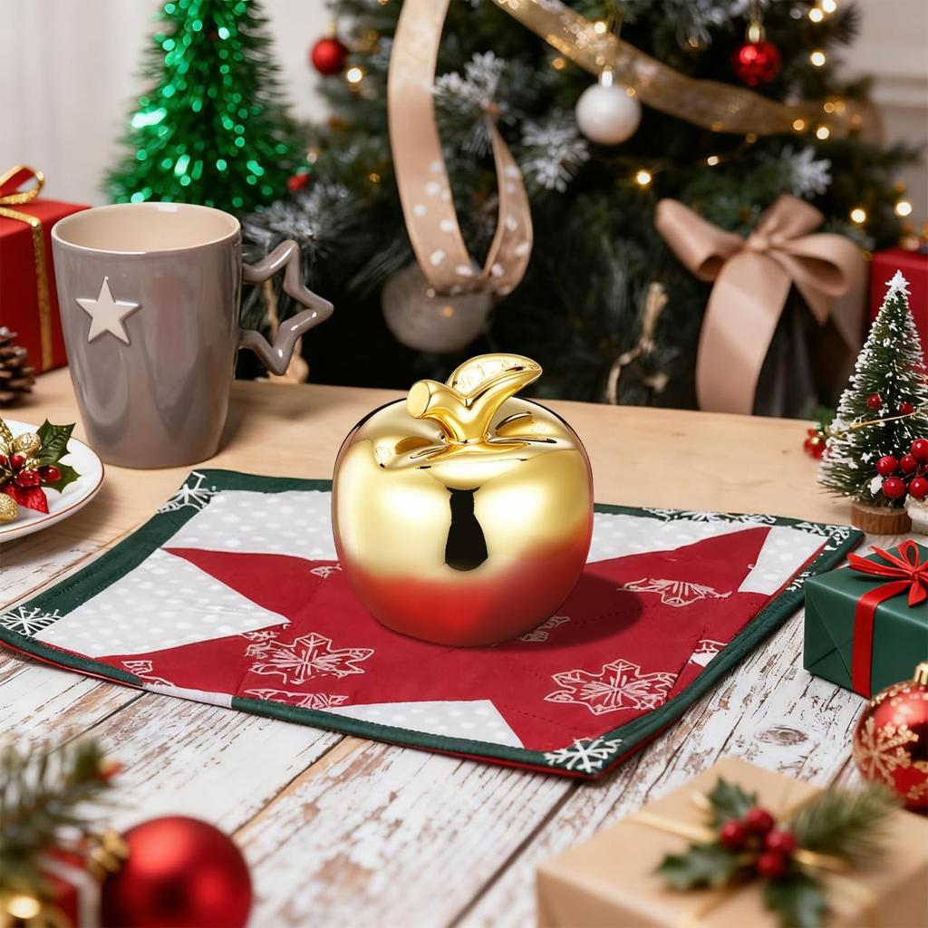 GRIRIW Elegant Sea Ceramic Christmas Ornament, Golden Color Tabletop Ornament with Space-Saving Design, Perfect for Home Parties or Desk Decoration