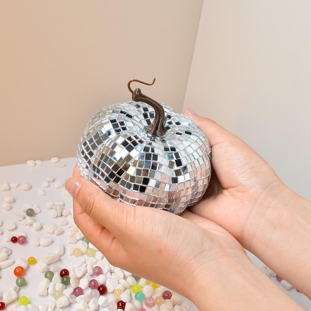 Pumpkin Disco Ball Halloween Party Home Decor Photography Props Ornaments Mirror Glass Pumpkin