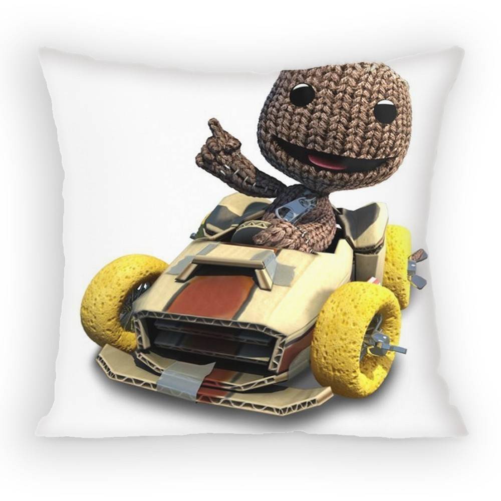 Funny LBP Sackboy Cartoon Style Pillow Case Antidustmite Pillowcase Invisible zipper silky short plush Sofa cushion cover