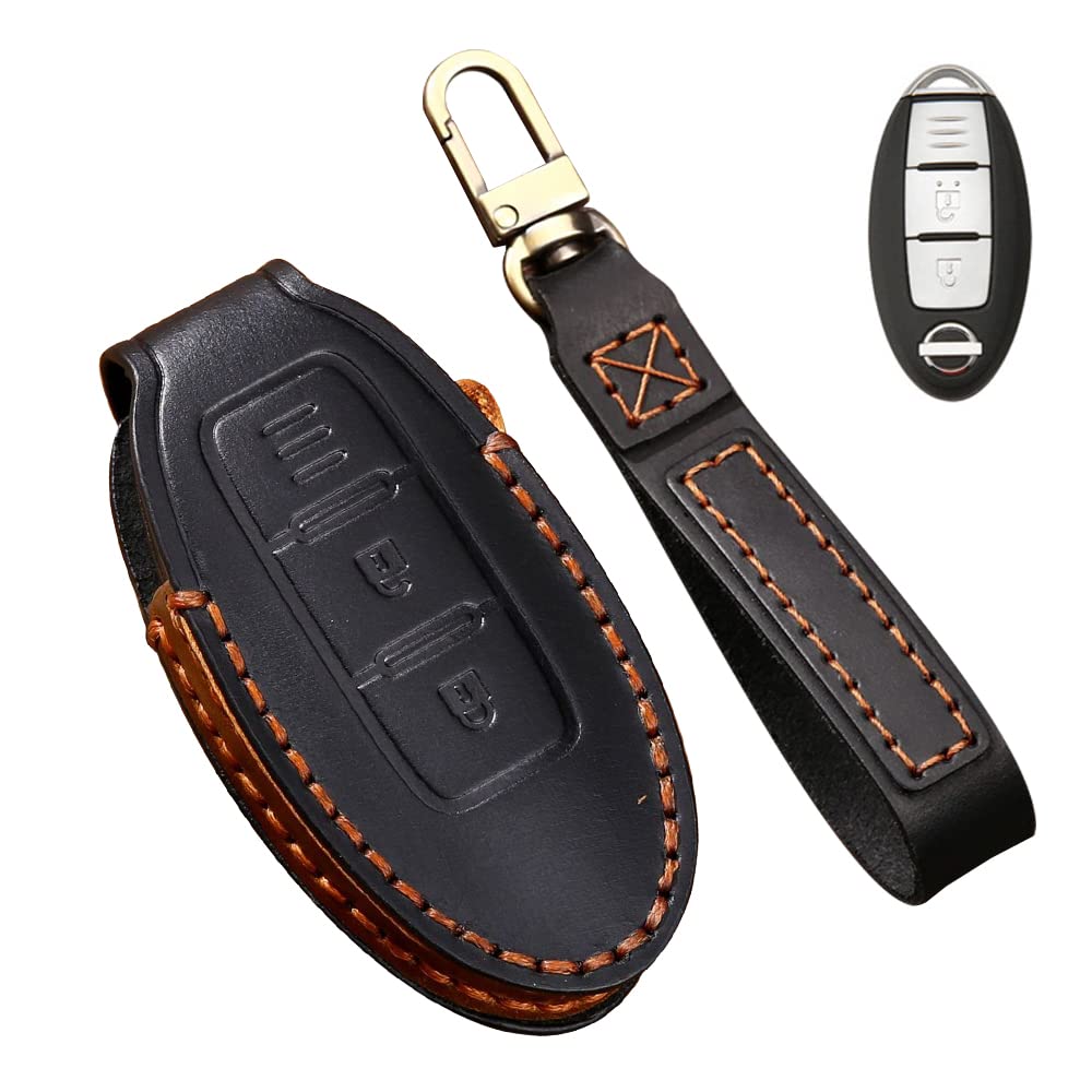 LETINGFAR Key Case for Nissan, Smart Key Case, Key Cover, Genuine Leather, Specially Designed