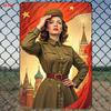 Vintage Pinup Girl in Red Polka Dot Dress Retro Metal Tin Sign Wall Art Decor