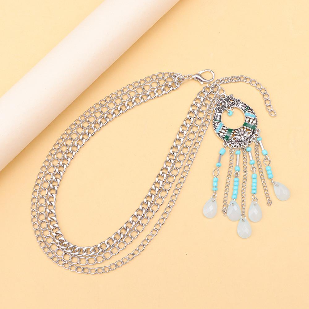 Ethnic Style Metal Tassel Shoe Chain With Peace Lock For Boho Fashion Accessory