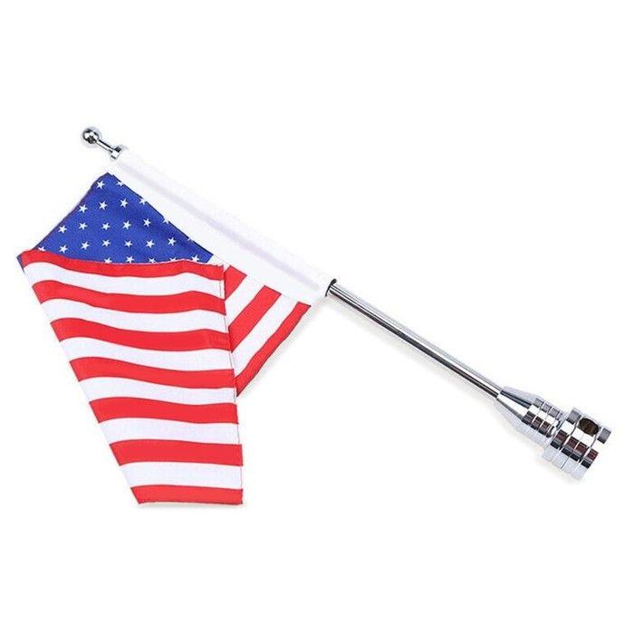 Kit drapeau américain Craftride FH1 chrome pour Harley‑Davidson — support aluminium, drapeau textile, fixation M8