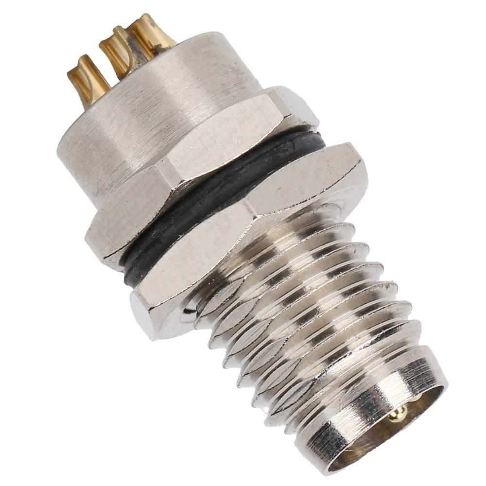 M8FP4 Needle Socket 4Pin M8 Panel Mount Aviation Connector Metal Interface Brass Gilded Industrial Connector Field Assembly