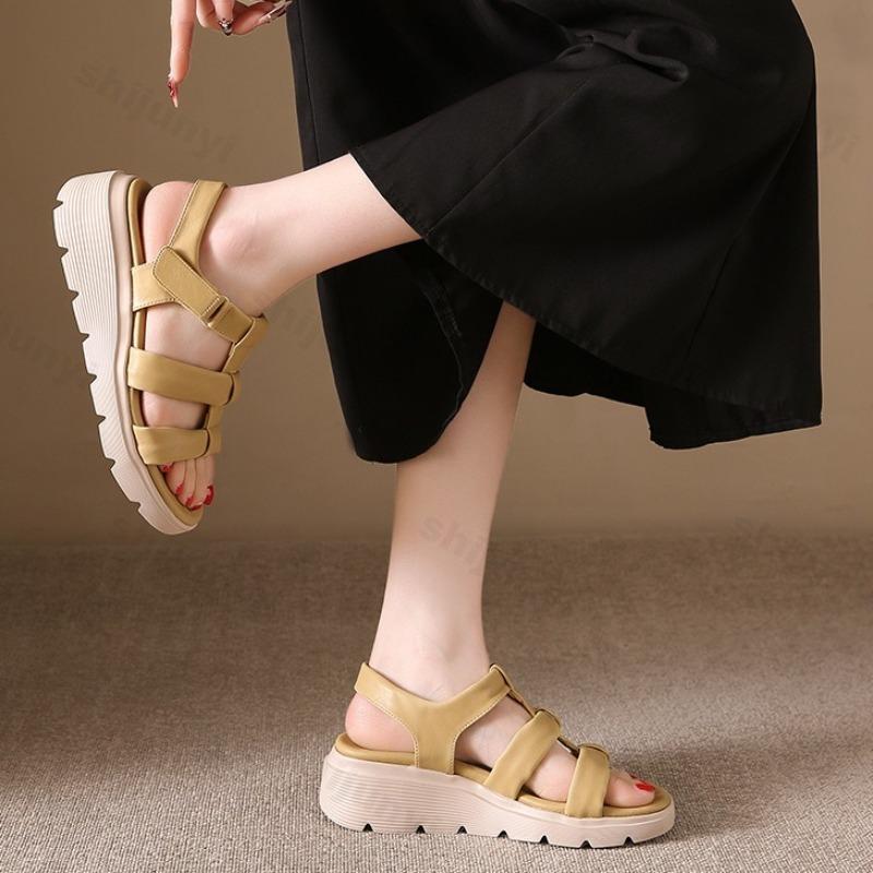 Fashion 2025 Summer Women's Casual Comfortable Cool Shoes Fashion Concise Thick Soled Sandals Hollow Breathable Elegant Chunky sneakers