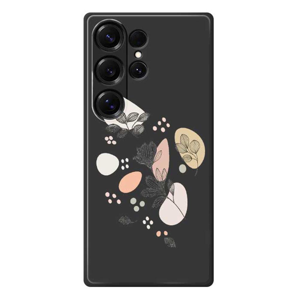 Für Samsung Galaxy S25 Ultra Hülle Skizzen Blätter Muster Druck Gerade Kante TPU Handy Rückseite