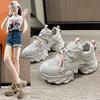 Thick-soled Dad Shoes Women's 2025 Summer New Versatile Breathable Mesh Sneakers Lightweight and Heightening Casual Little White Shoes