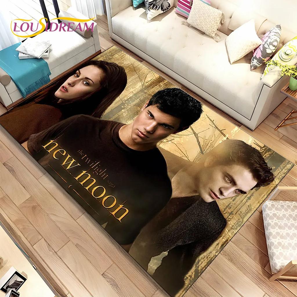 Tapete de Área Impresso em HD Saga Crepúsculo Grande, Tapete para Sala de Estar Quarto Sofá Capacho Decoração, Tapete de Chão Antiderrapante para Crianças