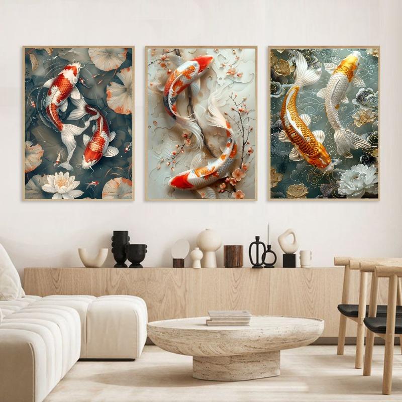 Koi Fish That Always Brings Good Luck Poster HD Art Sticky Wall Waterproof Home Living Room Bedroom Bar Aesthetic Decoration