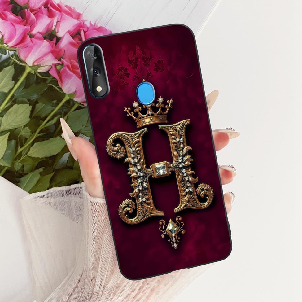 For ZTE Blade V10 Cover For ZTE Blade V10 2019 Case Silicone Luxury Crown A-Z Letters 2D Flat Pattern Soft Phone Casing