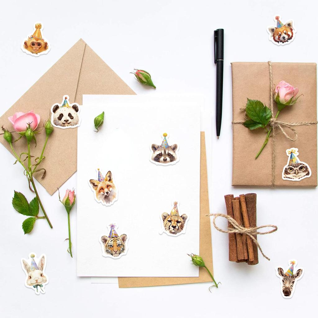 500 Pictures/roll Roll Stickers Tape Birthday Animal Stickers Handbook Material Decorative Envelope Seal Stickers