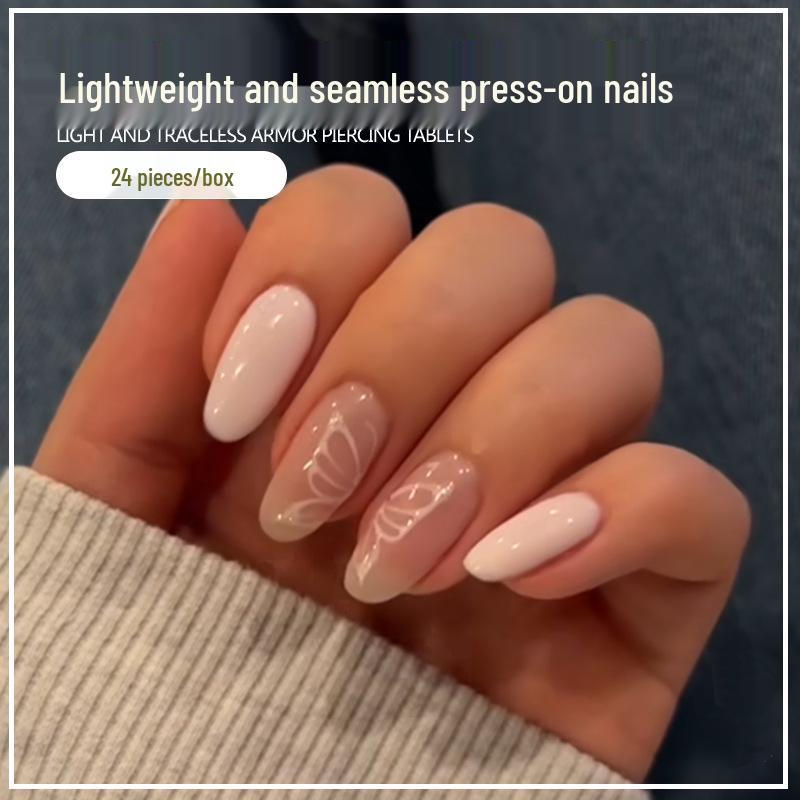

24-Piece Nude & White Butterfly Wing Nail Art Patches Gel Glue Set