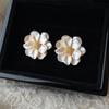 18k Gold Plated Resin Camellia Stud Earrings, Sweet Fresh Flower Earrings For Women Elegant Daily Jewelry