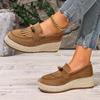 Mocassini da Donna Autunnali Comodi con Zeppa in Canapa, Decorazione Colorata con Perline Boemia, Nappine alla Moda, Scarpe Slip-On in Suede