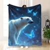 Dreamy Celestial Polar Bear Starry Night Sky Throw Blanket Cozy Aesthetic Winter Home Decor Gift for Couch