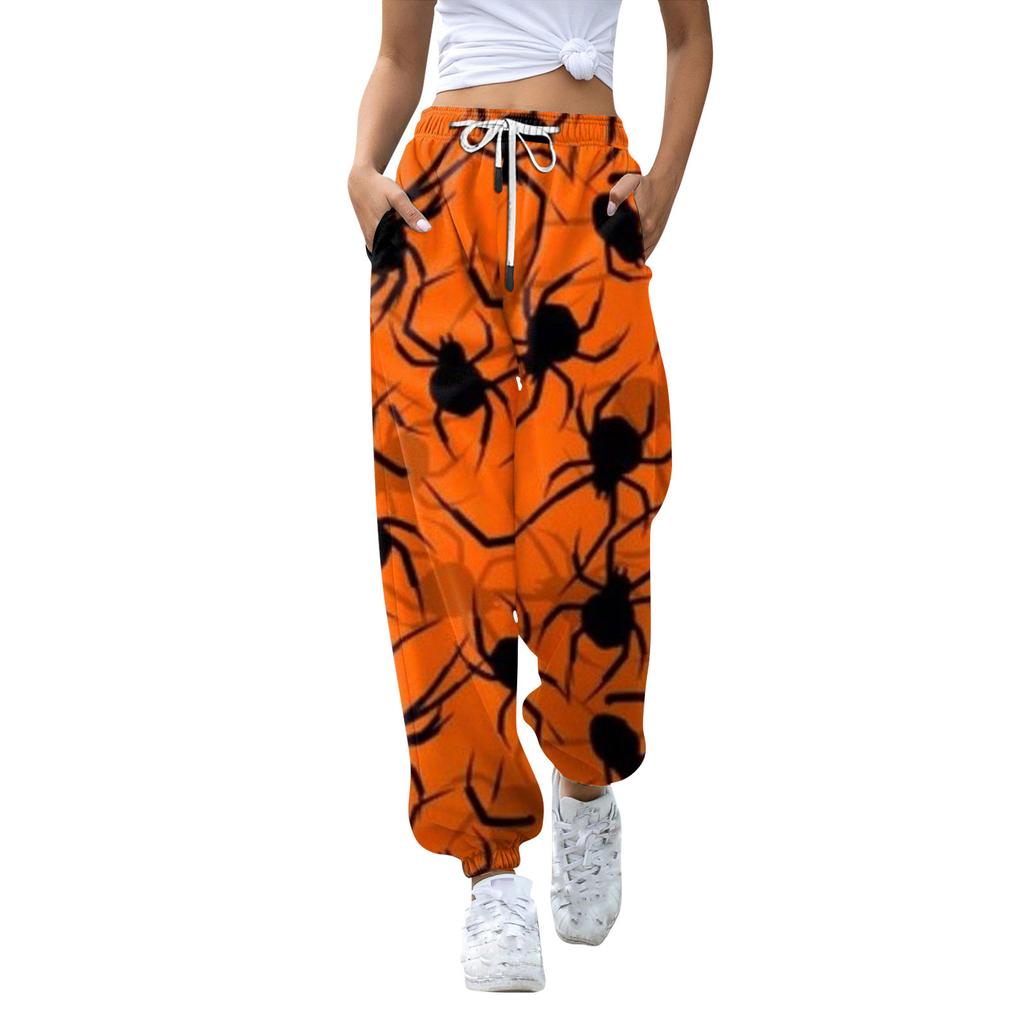 Dámská ležérní móda Halloween Kalhoty pro volný čas s potiskem Tepláky Kalhoty se stahovací šňůrkou Elastická v pase se stahovací šňůrkou Kalhoty se stahovací šňůrkou