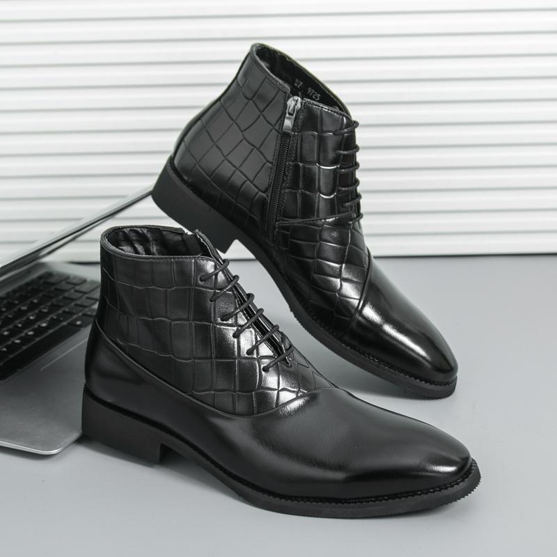 Fashion Elegantes Men's Chelsea Boots Comfortable Designer Brogue Boots for Men British Style Man Ankle Botas Abiye Formal Dress Shoes