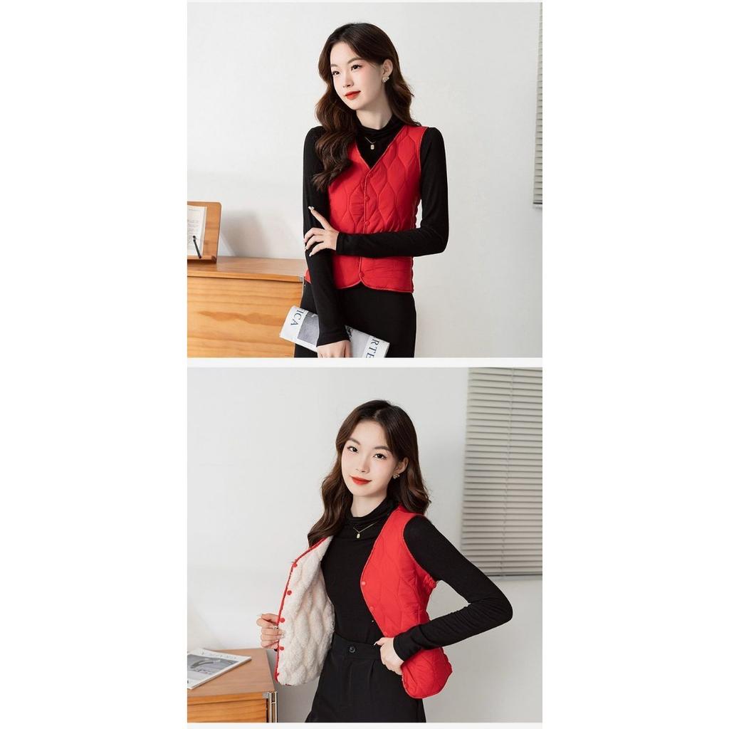 Vest Women's Short Base, Autumn and Winter with Thick Velvet, Fashionable Warmth and Slim Fit, Wearing Vest, Down Cotton, Camisole for Women