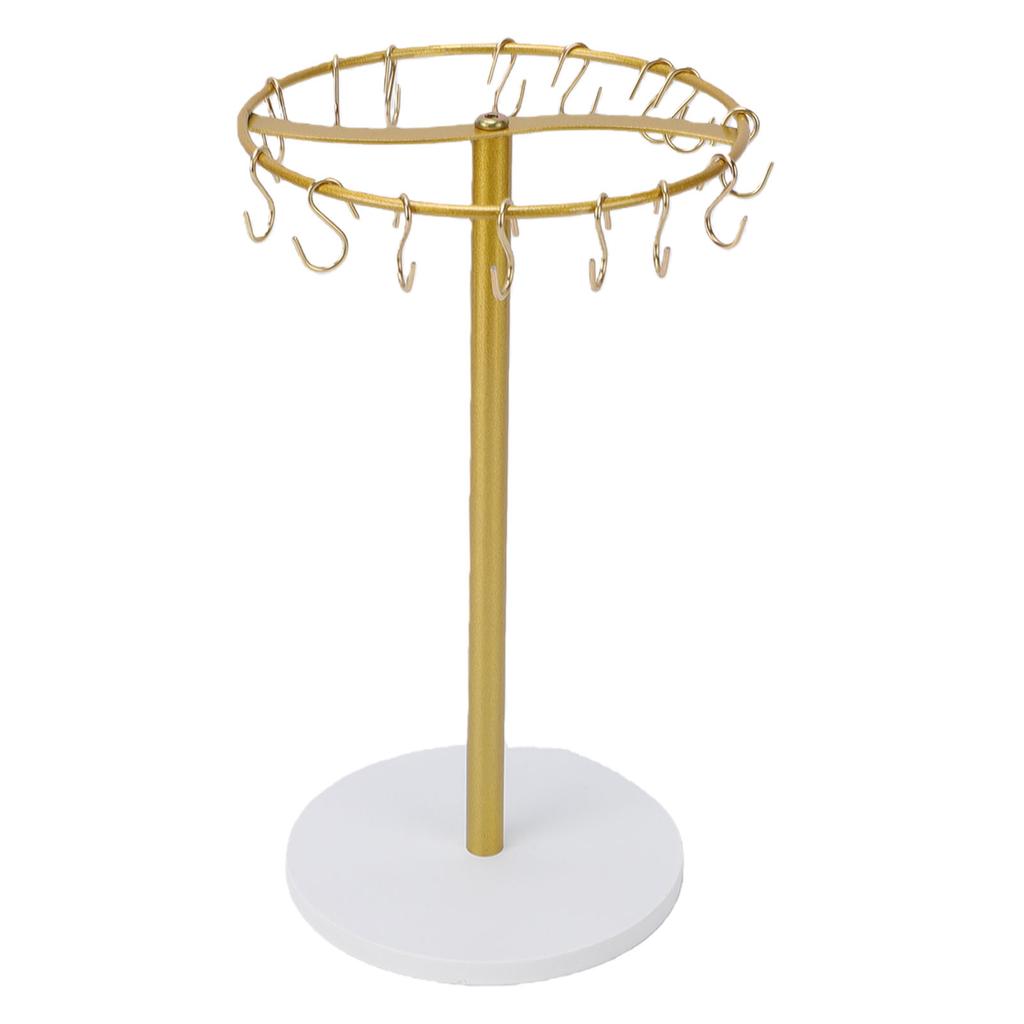 Headband Display Stand 22 Hooks Round Shape Metal Wood Jewelry Hairband Holder Display Rack