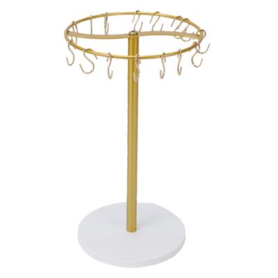 Headband Display Stand 22 Hooks Round Shape Metal Wood Jewelry Hairband Holder Display Rack