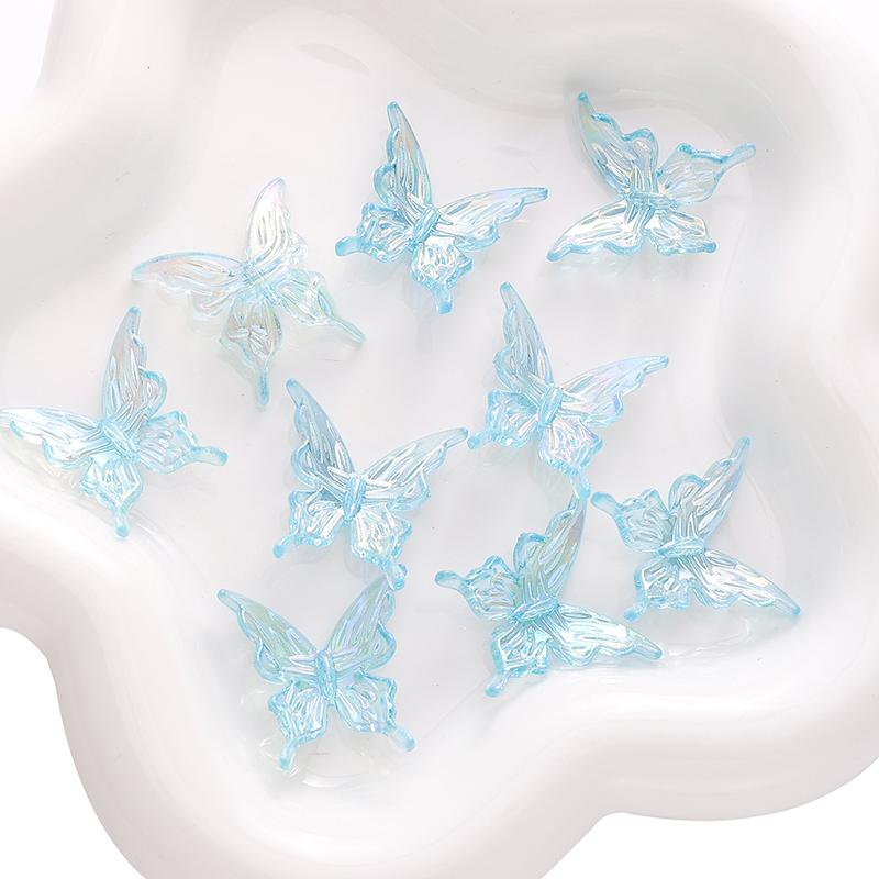 Acrylic Butterfly Transparent Two-color Gradient Charm for DIY Jewelry 20 Pcs