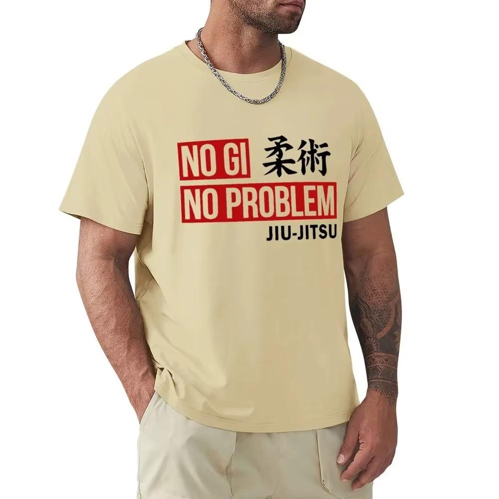 Vintage Jiu Jitsu No Gi No Problem T-Shirt for Men Pure Cotton T Shirt Martial Arts Brazilian Tee Shirt Birthday Present Tops