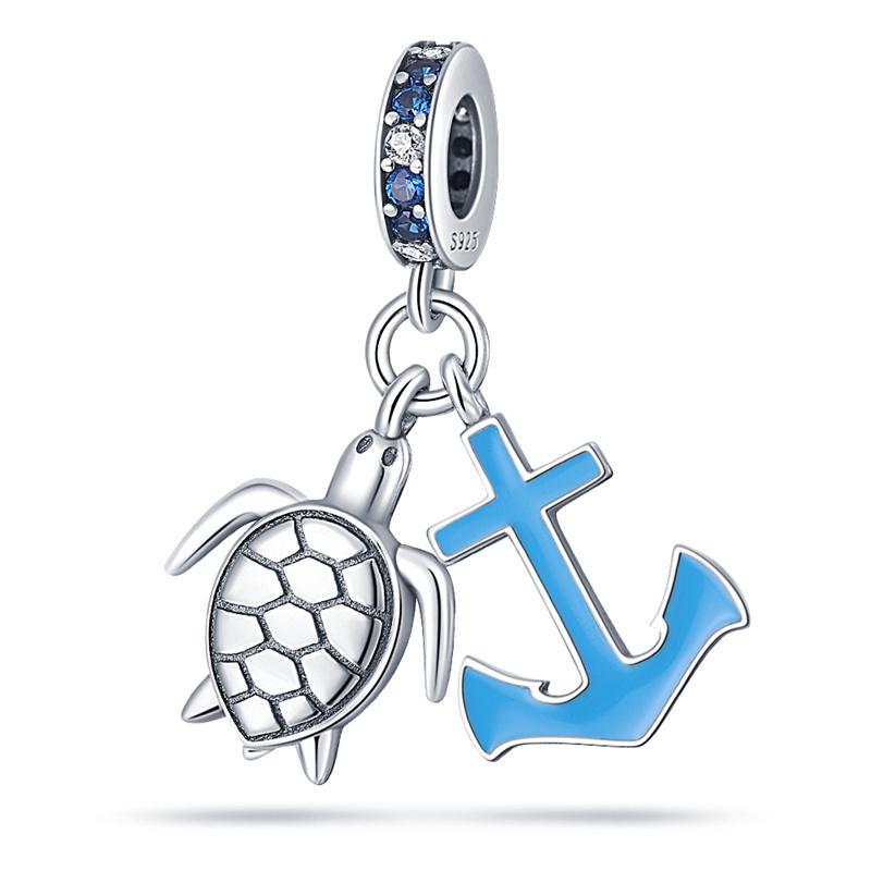 925 Silver Ocean Series Turtle Crab Charm Beads for 3mm Bracelet DIY Jewelry Making 100% Authentic