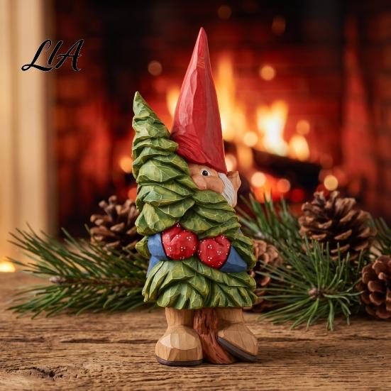 Rustic Holiday Table Centerpieces Resin Gnome Ornament, Hand Painted Nordic Style Dwarf Figurine for Home Country Decor and Garden Decoration, Statue