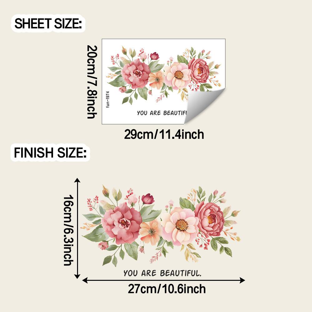 

Fresh Peony Flower Bed Bathroom Decoration and Beautification Wall Stickers