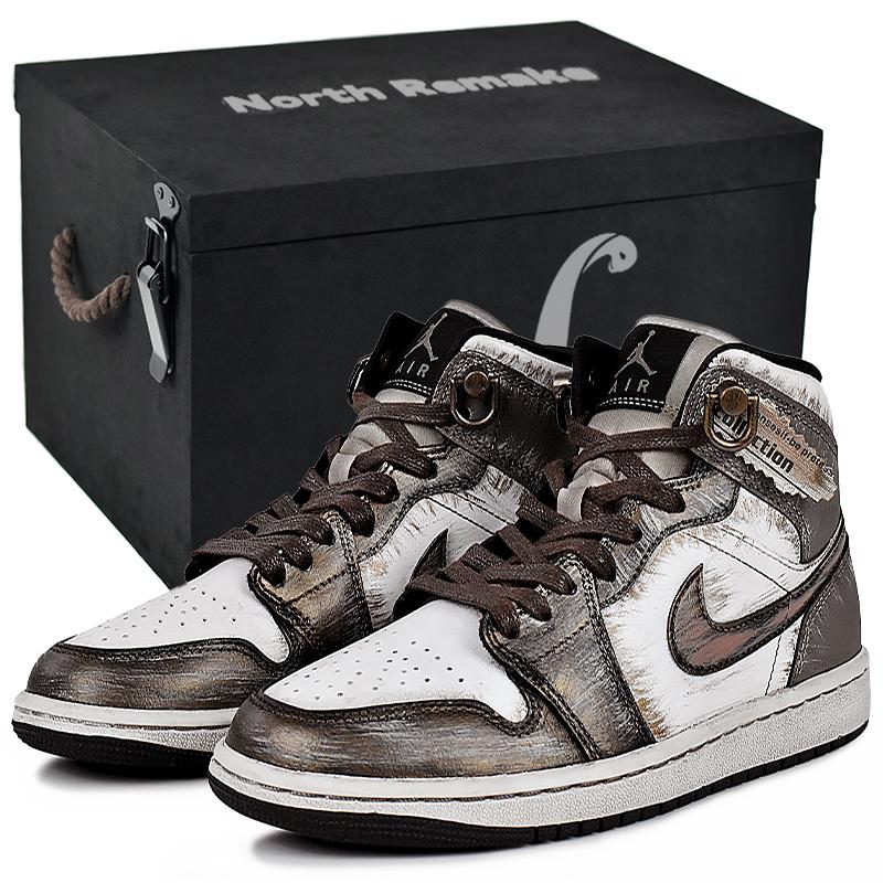 

Jordan Air Jordan 1 Abrasion Resistant Mid top Vintage Basketball Shoes Women s Brown White DV0991-101(Team96-S-BOX) 38.5