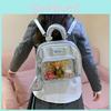 Cute Grid Pattern Backpack Pu Material With Zipper For Casual School And Office