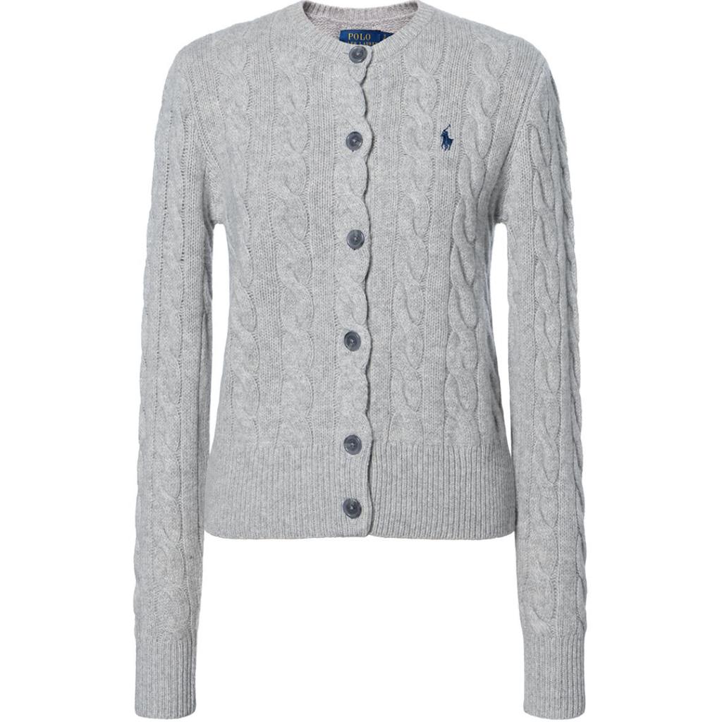 Polo Ralph Lauren Logo Embroidered Single-Breasted Long Sleeve Knit Sweater Women Sweater Gray 211882917-017