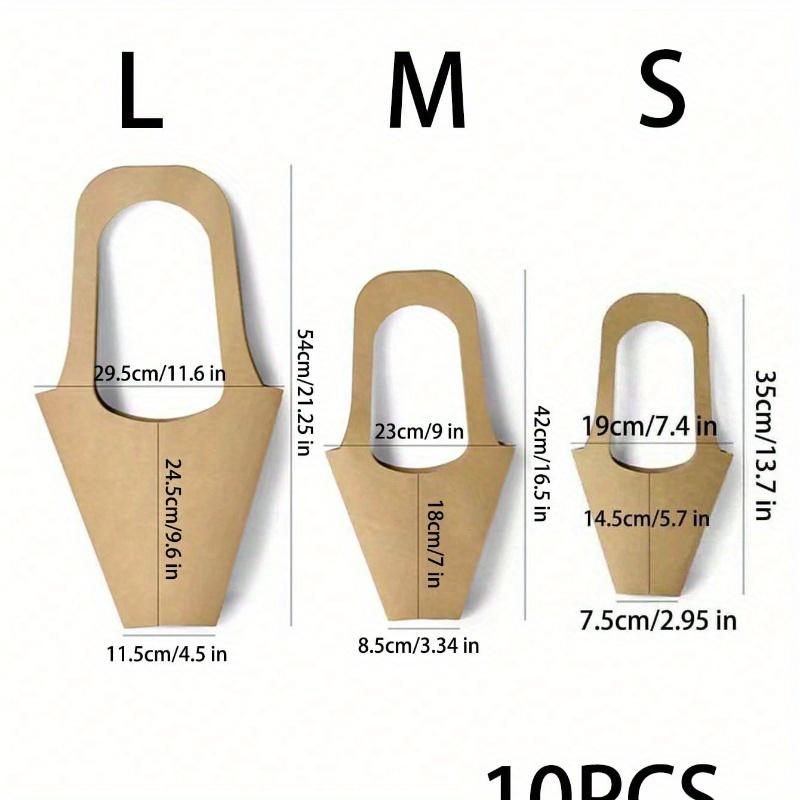 10pcs Kraft Paper Flower Bouquet Decoration Packaging Bags with Handles, Simple Brown Kraft Paper Hand-Hold Flower Bouquet Bags for Wedding Flower