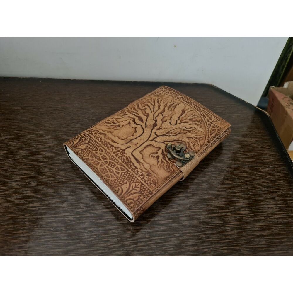 Handmade Leather Journal diář Keltský strom života Book of Shadow wicca Vintage
