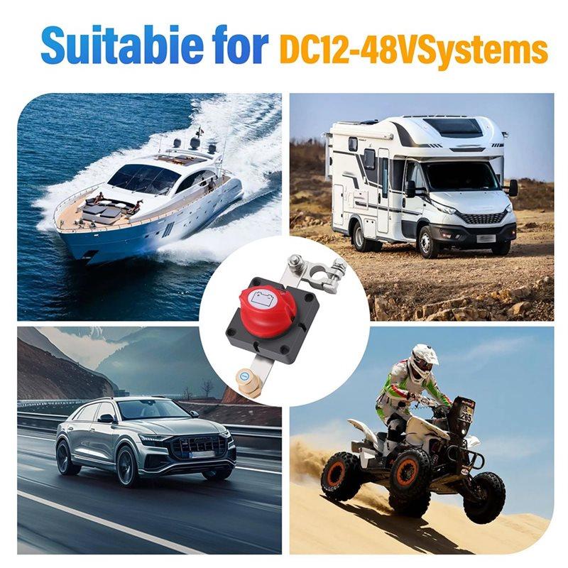 CYCLI-Top Post For Marine, RV, ATV 12V-48V,On/Off Battery Disconnect Switch Master Power Cut Off Switch