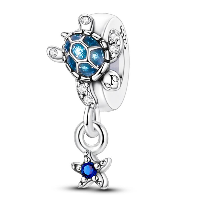 Fashion 925 Silver Summer Ocean World Series Sea Turtle Starfish Crab Octopus Charms Beads Fit 925 Bracelet DIY Jewelry