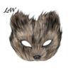 Secure Fit Animal Mask Long Fur White Fox Half Face Mask, Halloween Masquerade Cosplay Breathable Elegant Fairy for Ancient Style Photoshoot