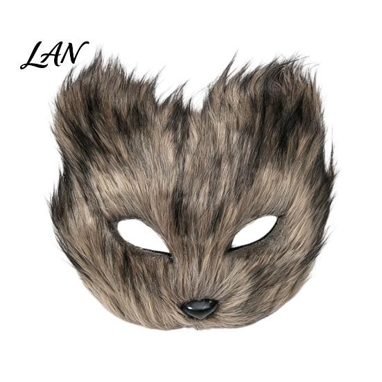 Secure Fit Animal Mask Long Fur White Fox Half Face Mask, Halloween Masquerade Cosplay Breathable Elegant Fairy for Ancient Style Photoshoot