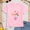 Girls Heart Sundae Ice Cream Print Crewneck Short Sleeve Tee, Soft Breathable Top for School Travel Daily