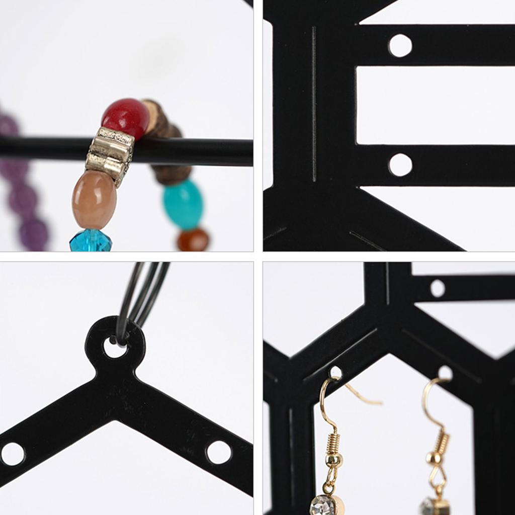 Hanging Jewelry Wall Holder Honeycombs Shape Display Storage Wall Mounted Jewelry Rack Black