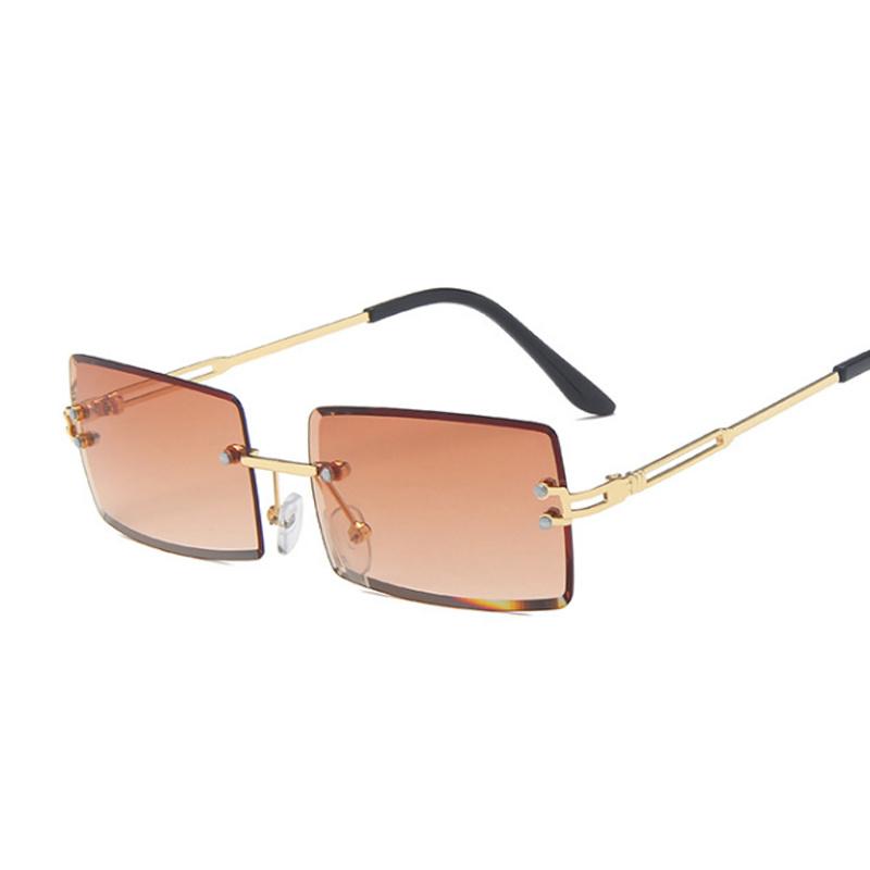 Square Sunglasses Woman Brand Designer Fashion Rimless Gradient Sun Glasses Shades Cutting Lens Ladies Frameless Eyeglasses