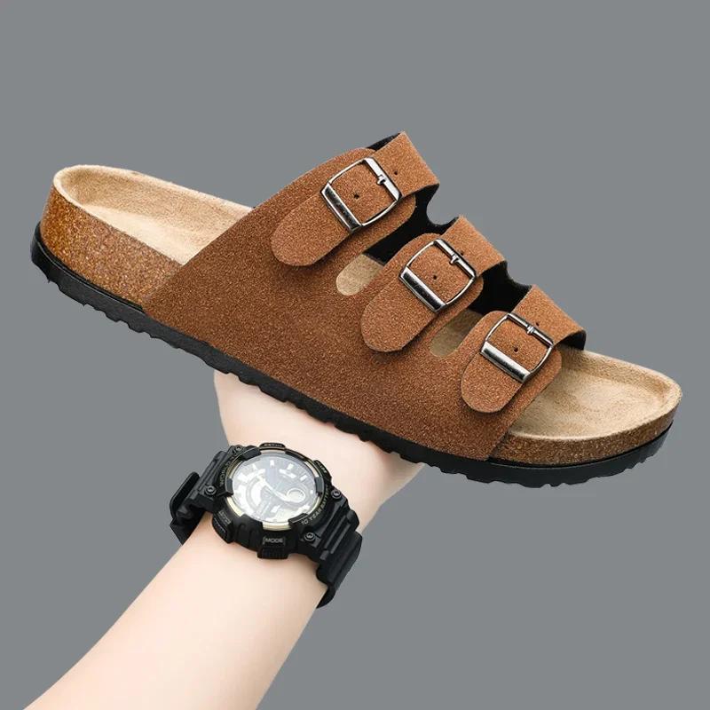 Flat Sandals Mens Sandals Genuine Leather Man Slippers for Men Men's Casual Sandal Mens Shoes 2024 High Quality Shoes Slipers
