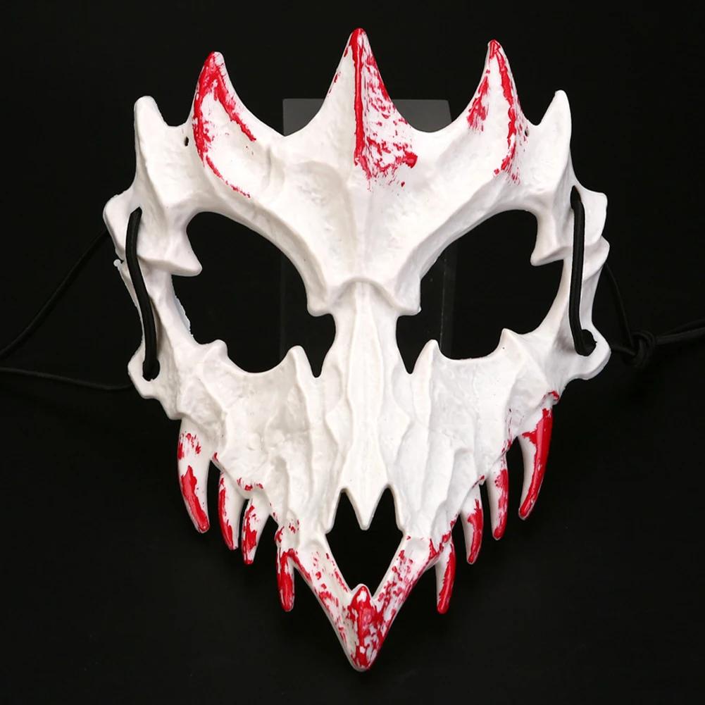 Men's Halloween Blood Half-Face Mask Horror Skeleton Dragon Tiger Wolf Carnival Party Cosplay Prop Men's Halloween Costume