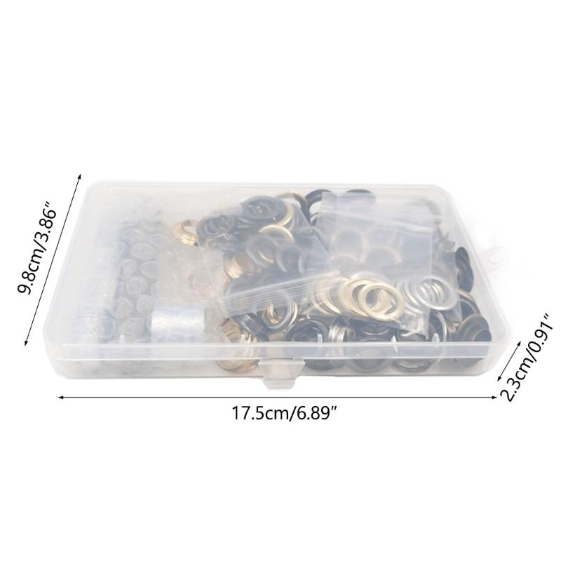100 Set Grommets Tool Kits 12mm Grommets Eyelets with Setting Tool and Storage Box for Fabric Curtains Leather Clothes