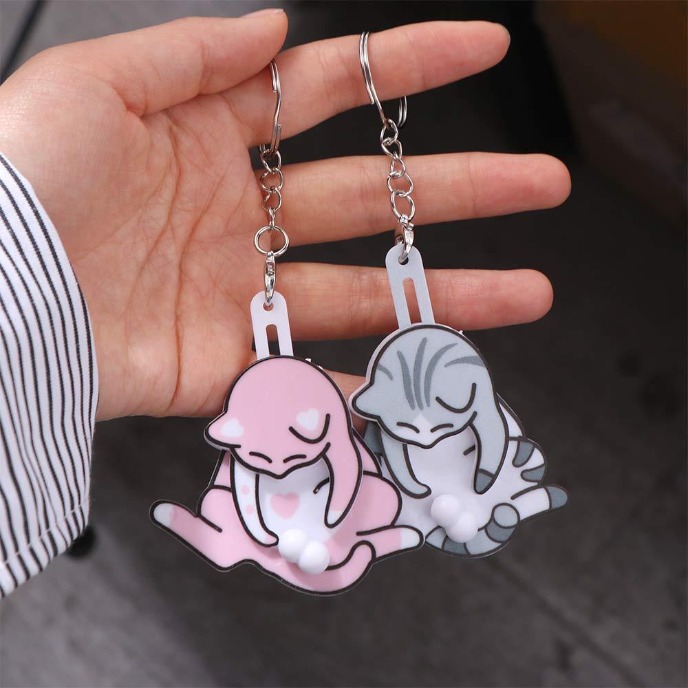 Pull Play Trick Cat Bag Pendant Rotatable Jewelry Keychain Pull Play Egg Cat Keychain Travel