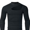 Yousheng Herren Oberteil Hoher Kragen Ripped Design Einfarbig Ausgeschnitten Slim Fit Muskel Fitness Sport T-Shirt Elastisch Streetwear Fitnessstudio Kleidung