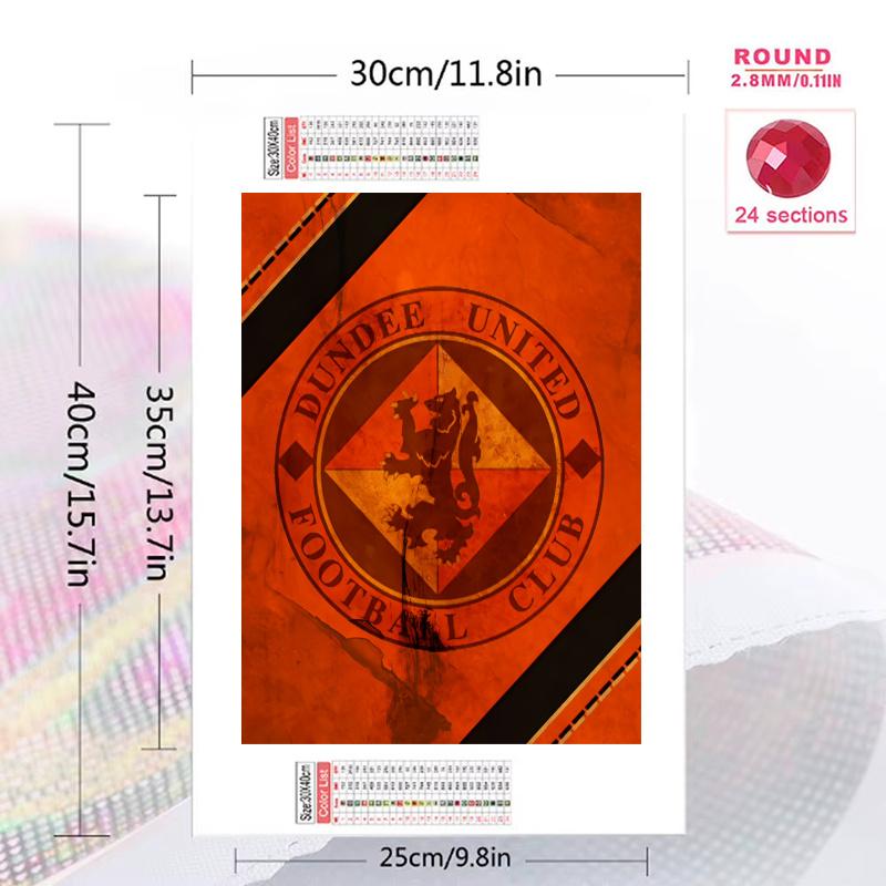 Dundee United FC Pattern 3pcs 100% Round Full Drill 5D DIY Diamond Painting Embroidery Cross Stitch Rhinestone Décor