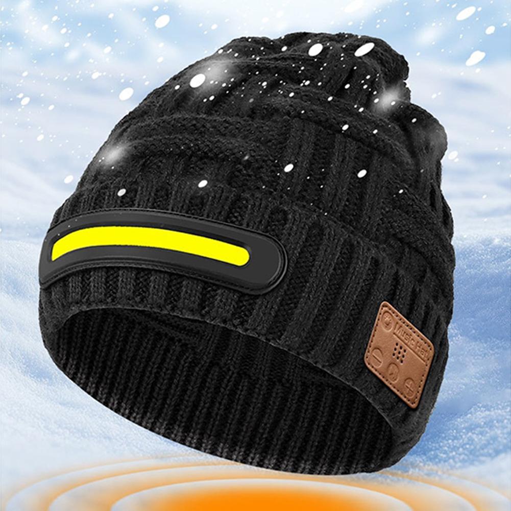 LED Lighted Beanie Hat Smart Bluetooth Connection Supporting Wireless Calls And Music Headlamp Cap Night Lighted Hat