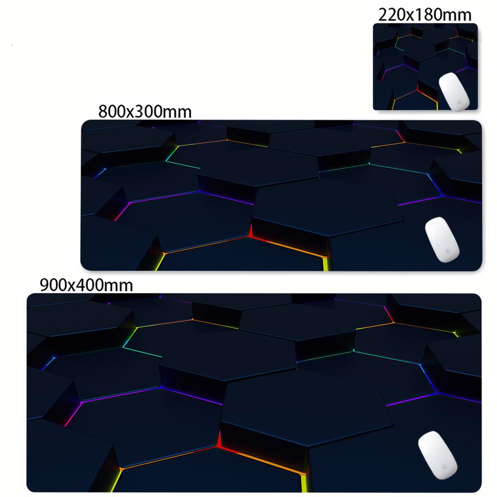 Tech 3D Geometry Mouse Pad Digital Polygon Mousepad Extended Desk Mat Thick Rubber Base Waterproof Cloth E Sports Mouse Mat