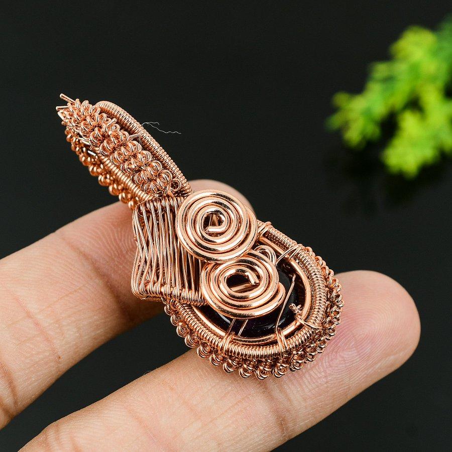 Natural Sage Amethyst Gemstone Handmade Copper Wire Wrap Pendant 2.05 L7b31